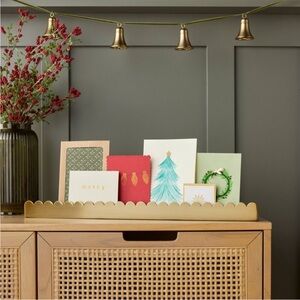 22" Scalloped Brass Christmas Card
Holder Antique Finish